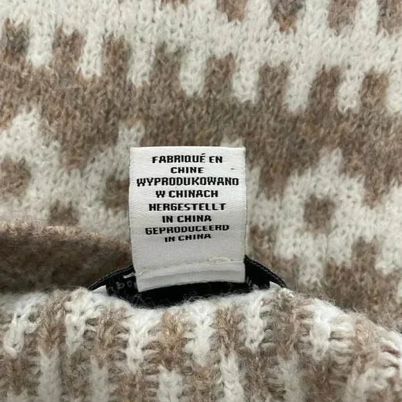 Cupcakes & Cashmere Fair Isle Style Oatmeal Beige White Knit Sweater Womens Med - Picture 4 of 5